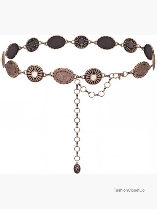 Accessories - Large Western Concho Metal Chain Belt Adjustable Lobster Claw